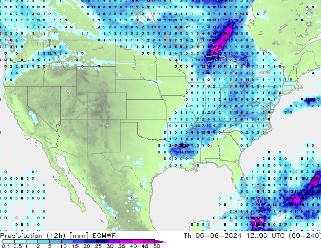 Yağış (12h) ECMWF Per 06.06.2024 00 UTC