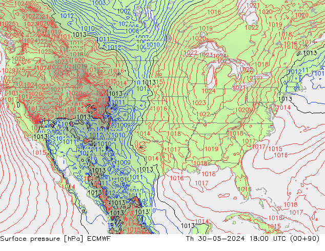 Luchtdruk (Grond) ECMWF do 30.05.2024 18 UTC