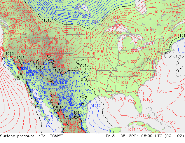 Surface pressure ECMWF Fr 31.05.2024 06 UTC