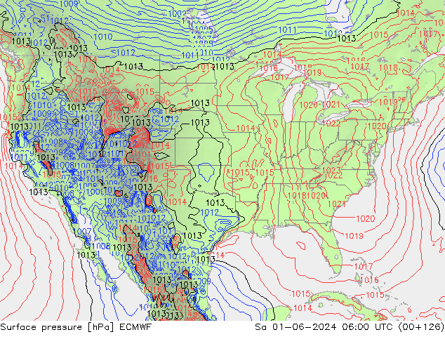 Surface pressure ECMWF Sa 01.06.2024 06 UTC