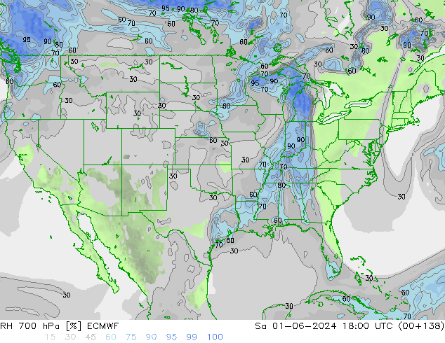 RH 700 hPa ECMWF Sa 01.06.2024 18 UTC