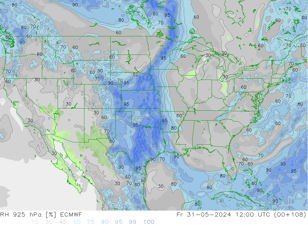 925 hPa Nispi Nem ECMWF Cu 31.05.2024 12 UTC