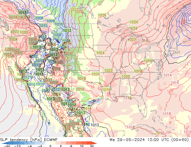 SLP tendency ECMWF Qua 29.05.2024 12 UTC