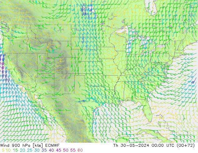 Wind 900 hPa ECMWF Do 30.05.2024 00 UTC