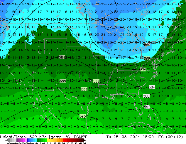 Z500/Rain (+SLP)/Z850 ECMWF Út 28.05.2024 18 UTC