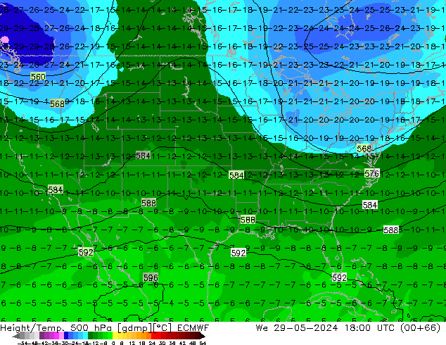 Z500/Rain (+SLP)/Z850 ECMWF śro. 29.05.2024 18 UTC