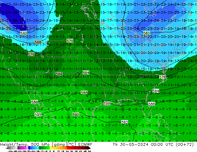 Z500/Rain (+SLP)/Z850 ECMWF Th 30.05.2024 00 UTC