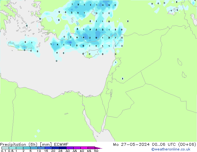 Precipitação (6h) ECMWF Seg 27.05.2024 06 UTC