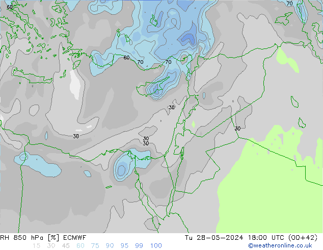 RH 850 hPa ECMWF  28.05.2024 18 UTC