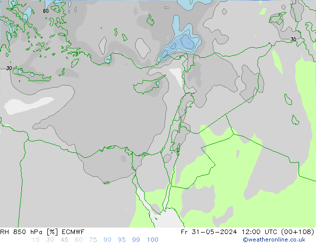 RH 850 hPa ECMWF Fr 31.05.2024 12 UTC