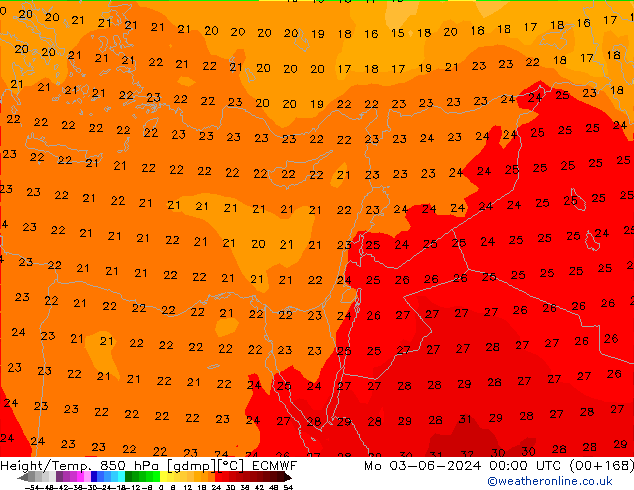 Z500/Rain (+SLP)/Z850 ECMWF Po 03.06.2024 00 UTC