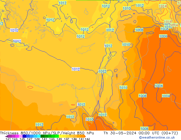 Thck 850-1000 hPa ECMWF Th 30.05.2024 00 UTC