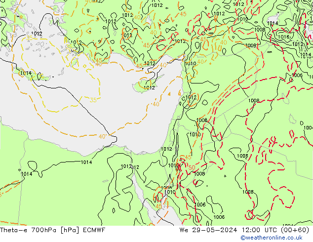 Theta-e 700hPa ECMWF  29.05.2024 12 UTC