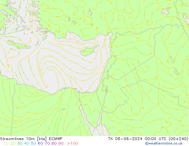 Linia prądu 10m ECMWF czw. 06.06.2024 00 UTC