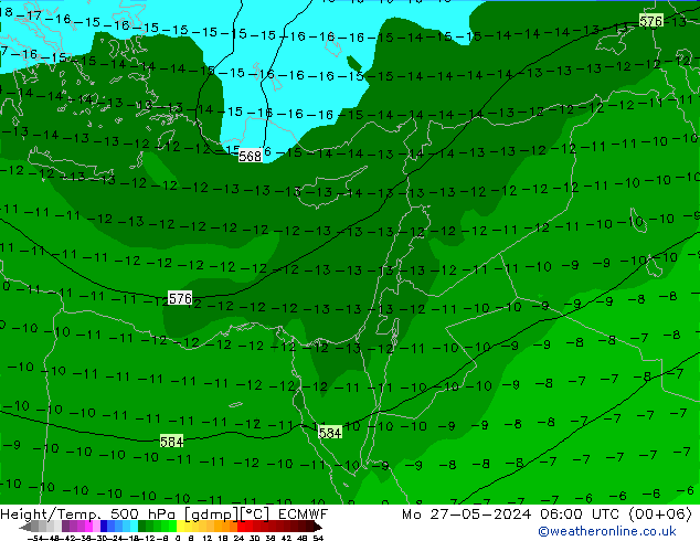 Z500/Rain (+SLP)/Z850 ECMWF Mo 27.05.2024 06 UTC