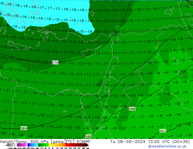 Z500/Yağmur (+YB)/Z850 ECMWF Sa 28.05.2024 12 UTC