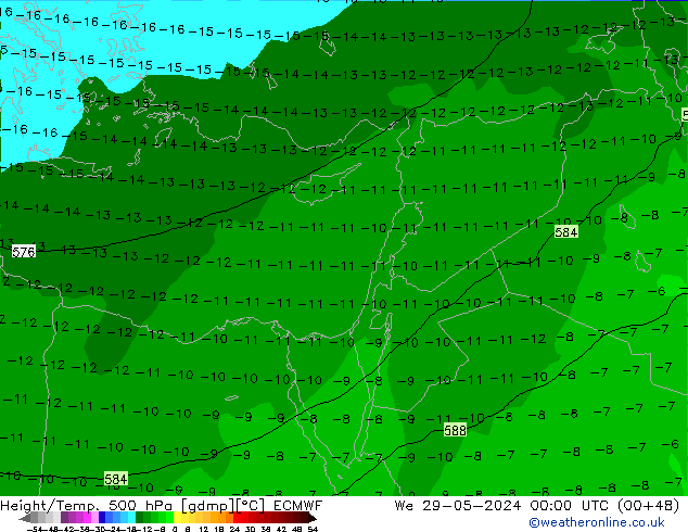 Z500/Rain (+SLP)/Z850 ECMWF St 29.05.2024 00 UTC