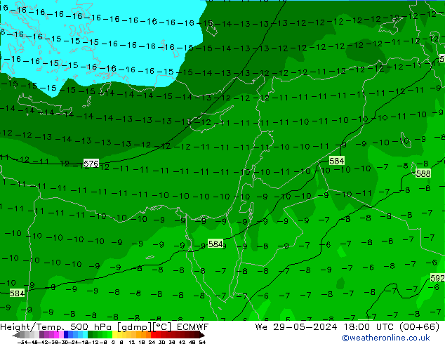 Height/Temp. 500 hPa ECMWF Qua 29.05.2024 18 UTC