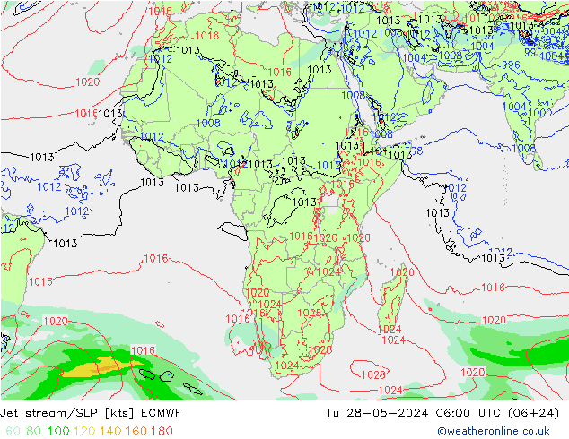 Jet stream ECMWF Ter 28.05.2024 06 UTC