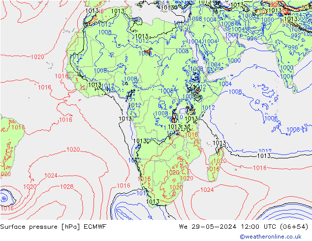 Luchtdruk (Grond) ECMWF wo 29.05.2024 12 UTC