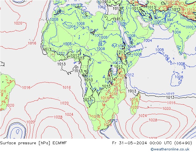 Surface pressure ECMWF Fr 31.05.2024 00 UTC