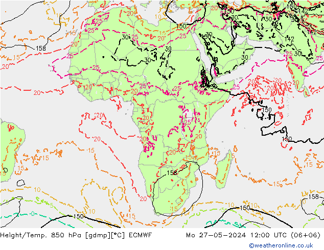 Z500/Rain (+SLP)/Z850 ECMWF lun 27.05.2024 12 UTC