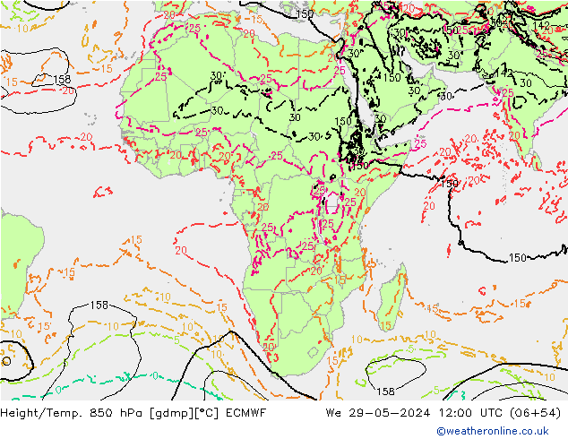 Z500/Rain (+SLP)/Z850 ECMWF śro. 29.05.2024 12 UTC
