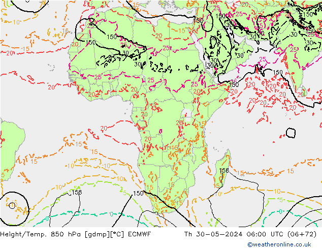 Z500/Rain (+SLP)/Z850 ECMWF чт 30.05.2024 06 UTC