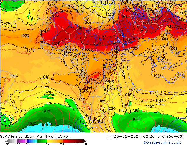 SLP/Temp. 850 hPa ECMWF Th 30.05.2024 00 UTC