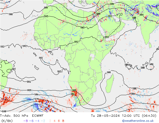 T-Adv. 500 гПа ECMWF вт 28.05.2024 12 UTC