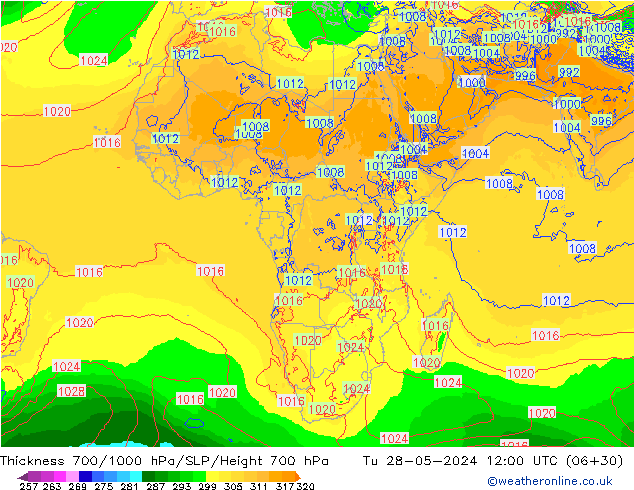 700-1000 hPa Kalınlığı ECMWF Sa 28.05.2024 12 UTC