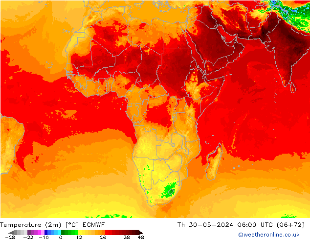 Temperature (2m) ECMWF Čt 30.05.2024 06 UTC