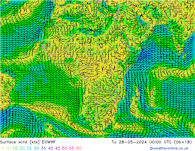 Vento 10 m ECMWF mar 28.05.2024 00 UTC