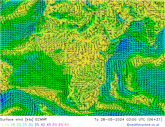 Rüzgar 10 m ECMWF Sa 28.05.2024 03 UTC