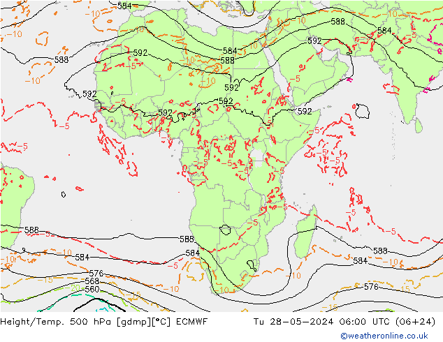 Z500/Rain (+SLP)/Z850 ECMWF Tu 28.05.2024 06 UTC