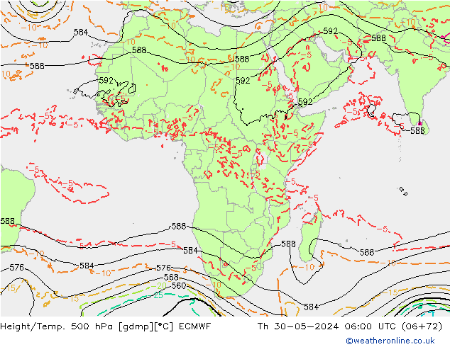 Z500/Rain (+SLP)/Z850 ECMWF чт 30.05.2024 06 UTC