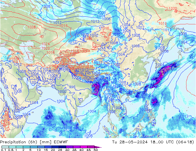 Z500/Regen(+SLP)/Z850 ECMWF di 28.05.2024 00 UTC