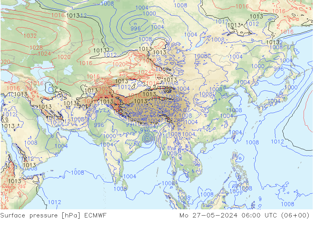 Luchtdruk (Grond) ECMWF ma 27.05.2024 06 UTC