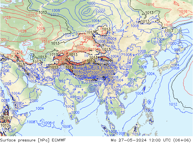 Surface pressure ECMWF Mo 27.05.2024 12 UTC