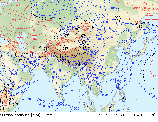 приземное давление ECMWF вт 28.05.2024 00 UTC