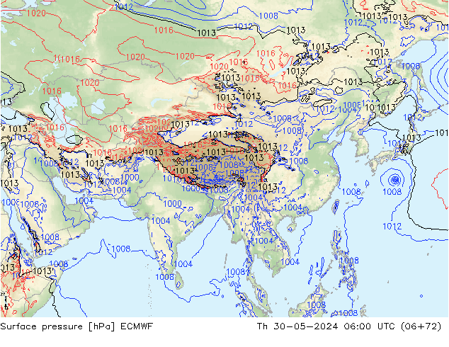 Surface pressure ECMWF Th 30.05.2024 06 UTC