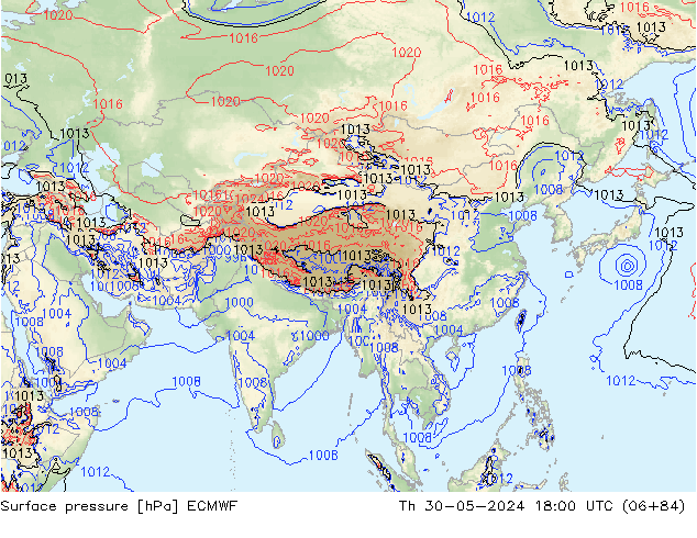 Surface pressure ECMWF Th 30.05.2024 18 UTC