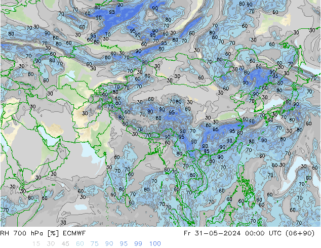 RH 700 hPa ECMWF ven 31.05.2024 00 UTC