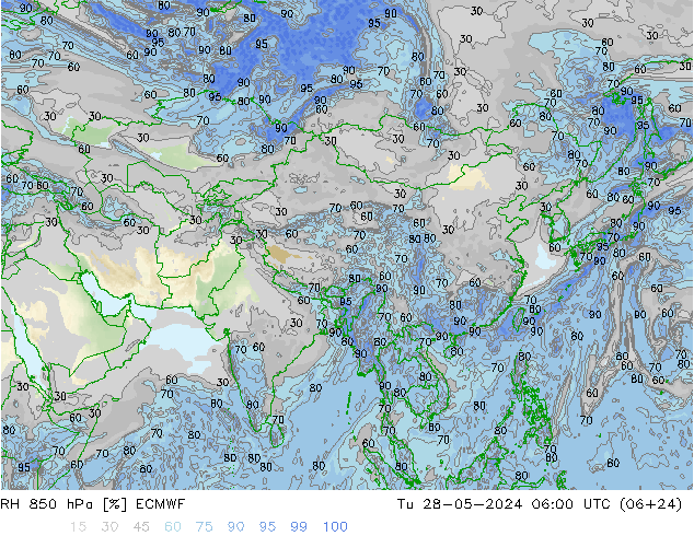 RH 850 hPa ECMWF  28.05.2024 06 UTC