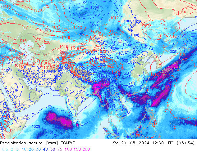 Precipitation accum. ECMWF  29.05.2024 12 UTC