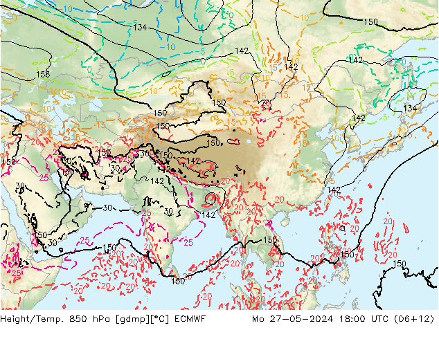 Z500/Rain (+SLP)/Z850 ECMWF Mo 27.05.2024 18 UTC