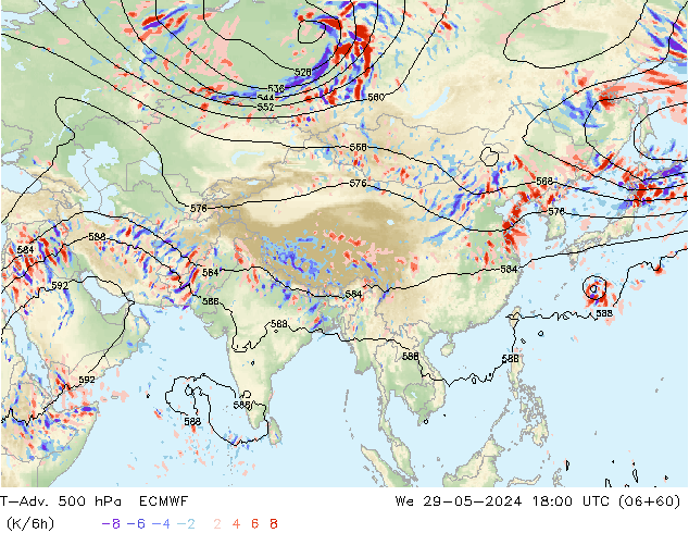 T-Adv. 500 hPa ECMWF mié 29.05.2024 18 UTC