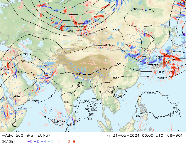 T-Adv. 500 hPa ECMWF Pá 31.05.2024 00 UTC