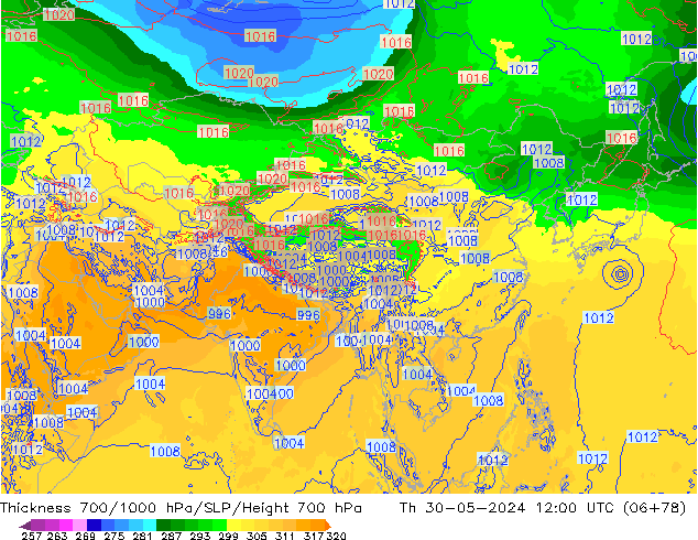 Thck 700-1000 hPa ECMWF jeu 30.05.2024 12 UTC