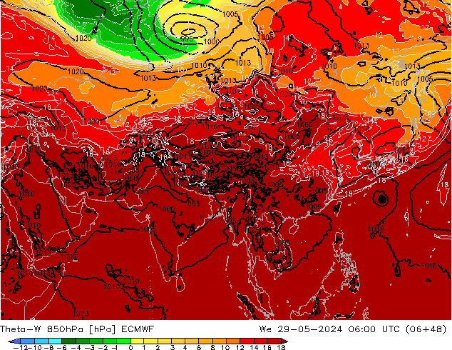 Theta-W 850hPa ECMWF We 29.05.2024 06 UTC